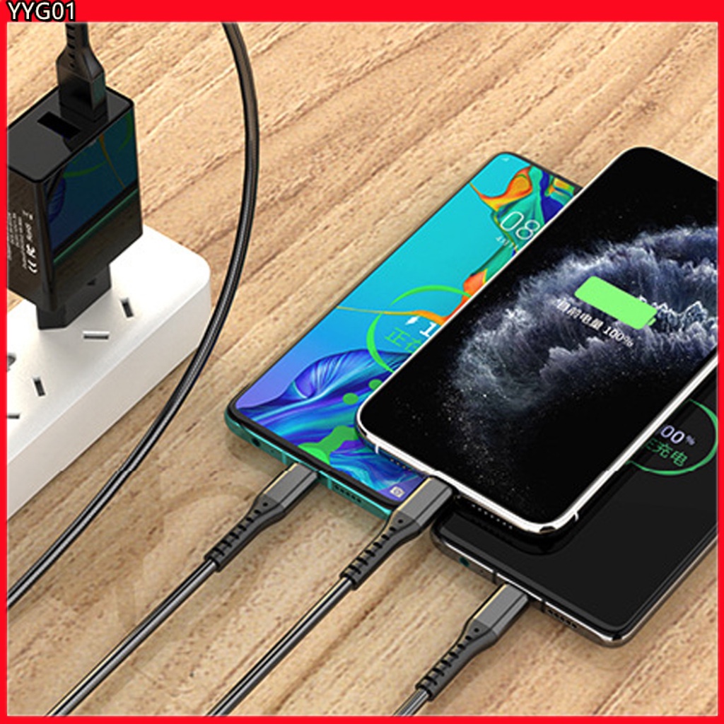 Cáp sạc nhanh USB loại C 3 trong 1 5A cho iPhone Samsung S10 Xiaomi 8