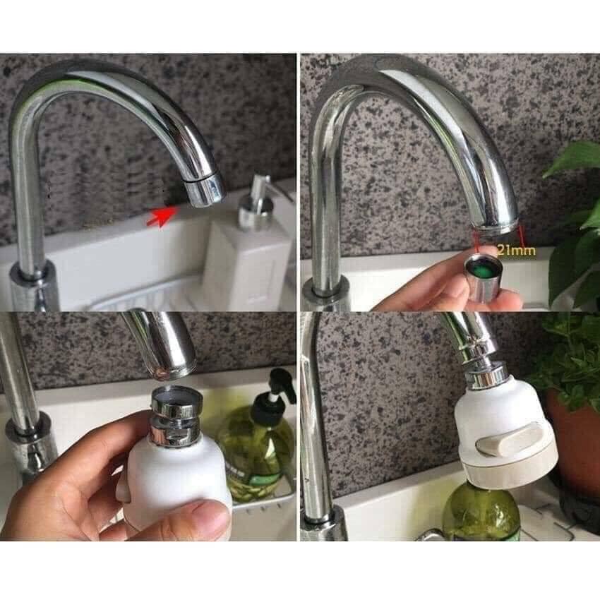 Đầu vòi rửa chén bát bồn rửa tay tăng áp, điều hướng xoay 360 độ, 3 chế độ, tiết kiệm nước