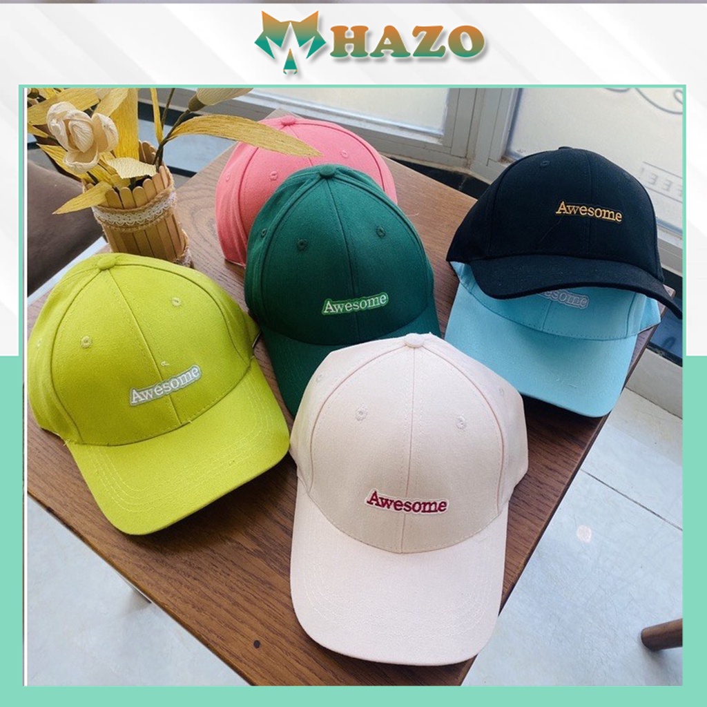 Mũ Lưỡi Trai Nón Kết Nhung Cao Cấp Thêu Chữ Awesome 421 Phong Cách Ulzzang Form Unisex Nam Nữ - Hazo