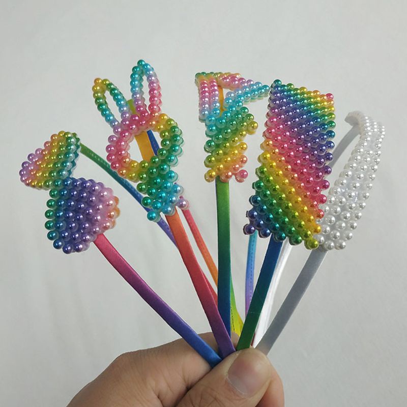 Băng Đô Đính Ngọc Trai Giả Màu Cầu Vồng Kiểu Hàn Quốc Xinh Xắn Cho Bé Gái