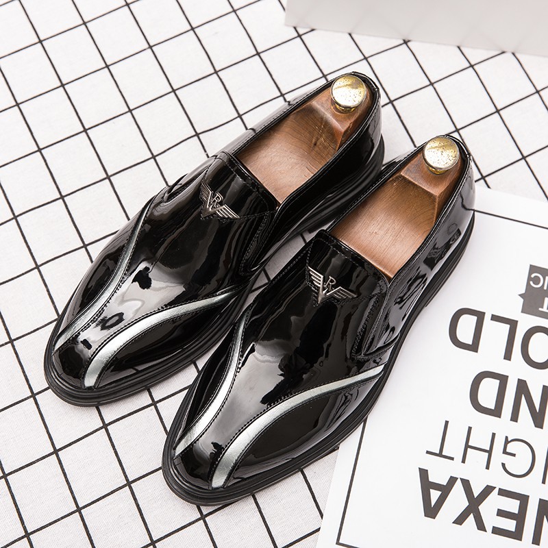 Luxury men's leather toe shoes