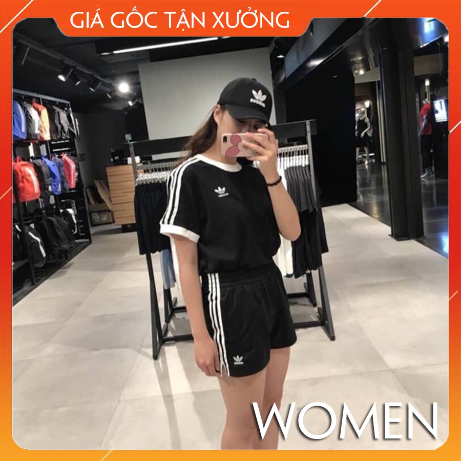 (HÀNG XUẤT XỊN) Áo đen 3-Stripes Tee in Black form nử