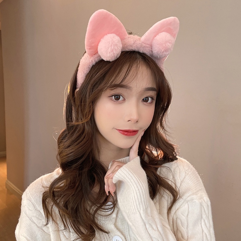 Băng Đô Rửa Mặt Hình Tai Mèo Bằng Lông Nhung Dễ Thương Xinh Xắn