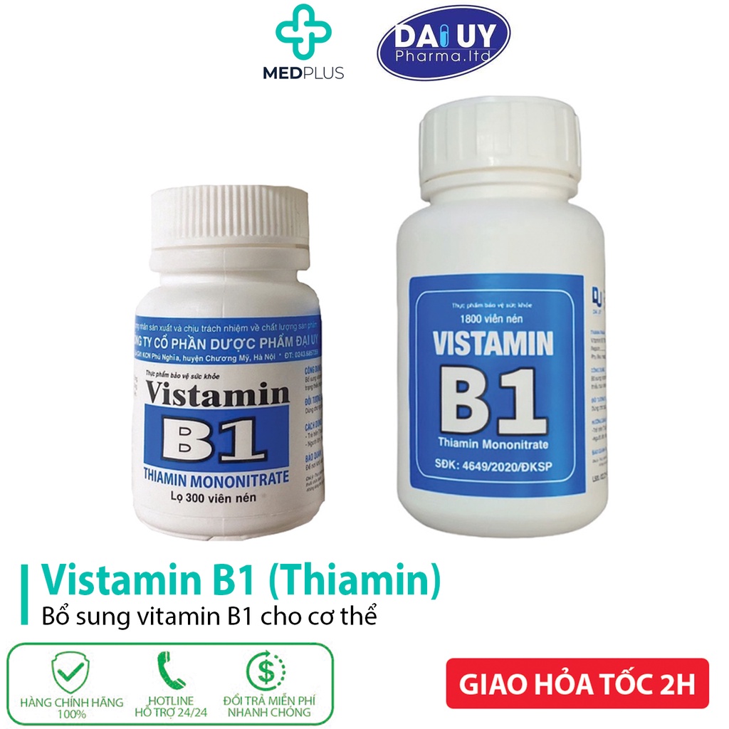 VITAMIN B1 - Hỗ trợ ăn ngon, ngủ ngon, làm đẹp, đắp mặt , tắm trắng, gội đầu kích mọc tóc (300 viên)