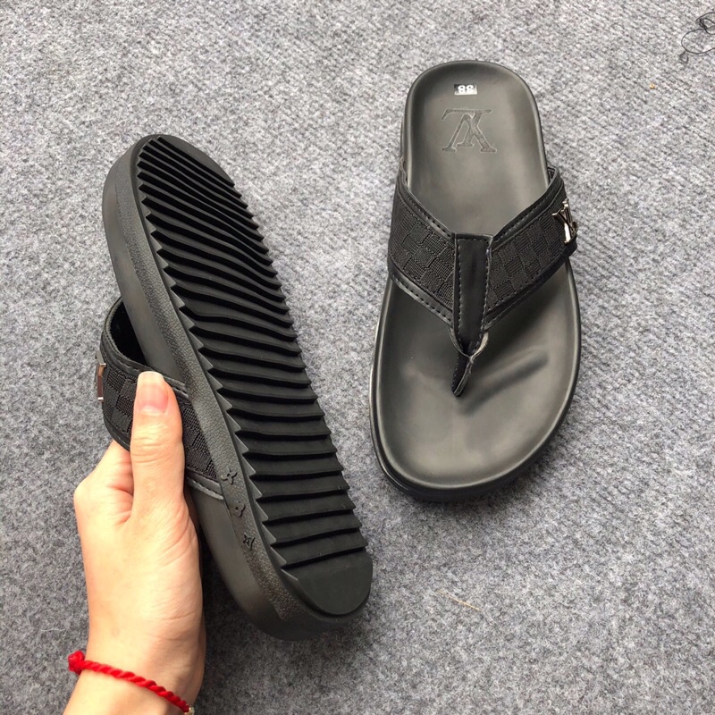 Dép lê nam quai chéo LV vân caro, dép quai chéo, dép nam đẹp