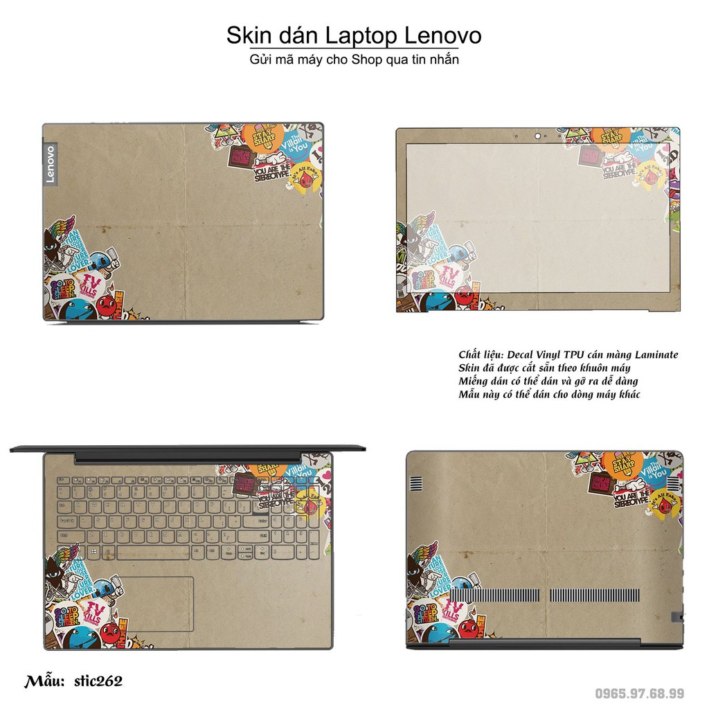 Skin dán Laptop Lenovo in hình sticker bomb nhiều mẫu 2 (inbox mã máy cho Shop)