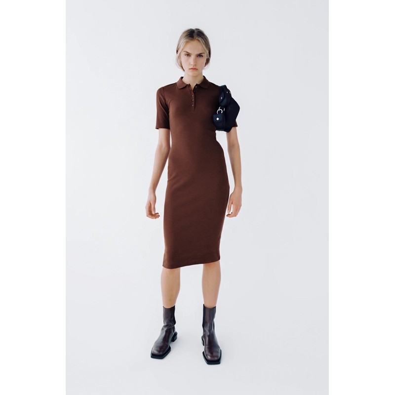 Zara Đức - Đầm váy Zara sale auth new tag cao cấp chính hãng polo có cổ thun gân ôm body dày dặn nút dáng bút chì