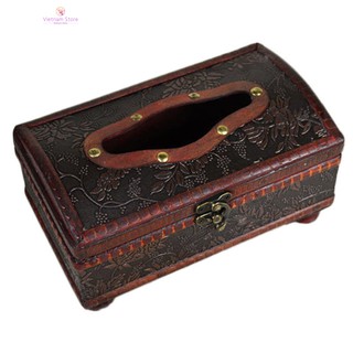 Hộp đựng khăn giấy bằng gỗ kiểu dáng cổ điển