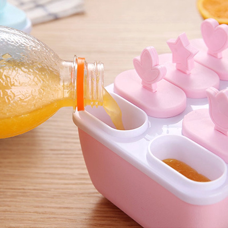 1 Pc 8 Grid Summer DIY Plastic Ice Cream Frozen Lolly Juice Mold/ Homemade Popsicle Making Mould