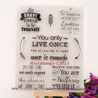 hnastampy CS013 con dấu tem trong suốt seal clear stamp dùng cho handmade scrapbook bộ chữ viết You live only once
