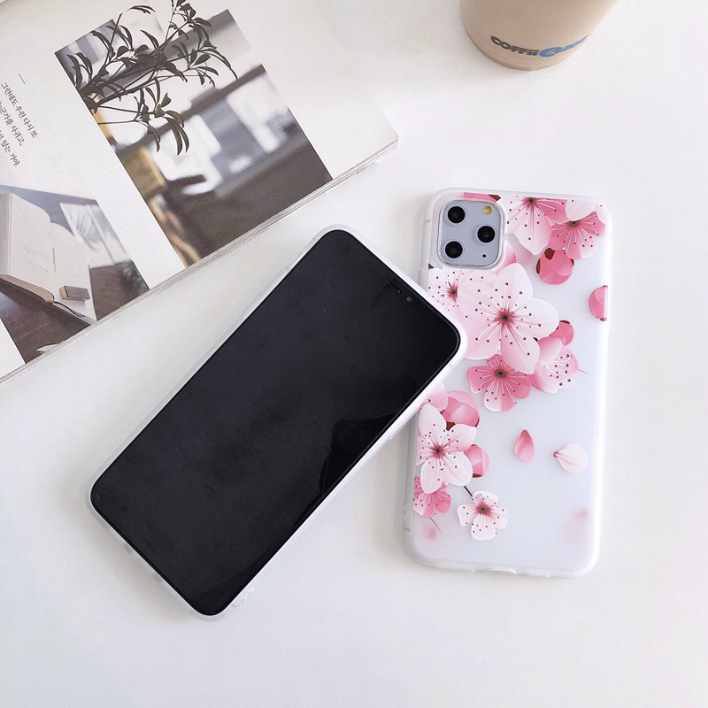 SUNTAIHO Peach blossom Floral Pink chrysanthemum Soft TPU Phone Case For iPhone 12 mini 12 Pro MAX 11 Pro Max XS X XR 6 6s 8 7 Plus SE 2020