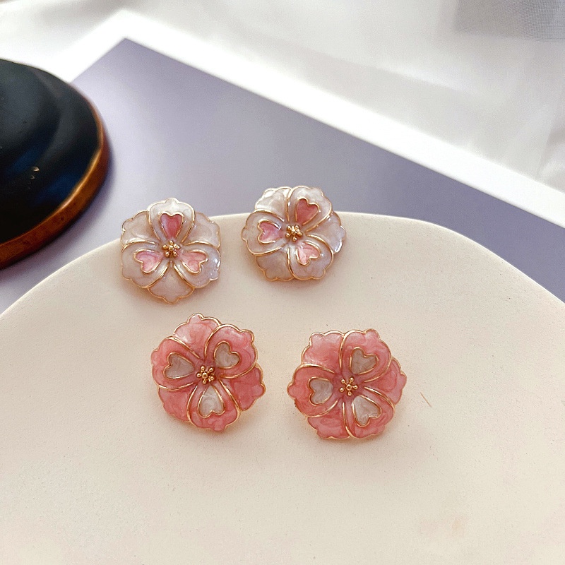 [Hàng Mới] Bông Tai Tráng Men Hình Hoa Phong Cách Retro