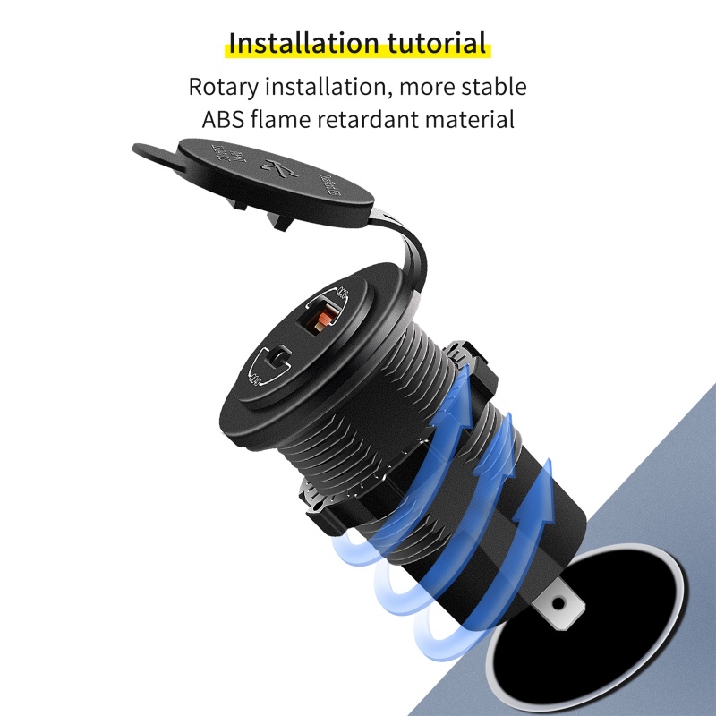 Củ Sạc Nhanh 4 0 12V 24V DC Chất Liệu ABS Cổng USB Dùng Trong Xe Hơi