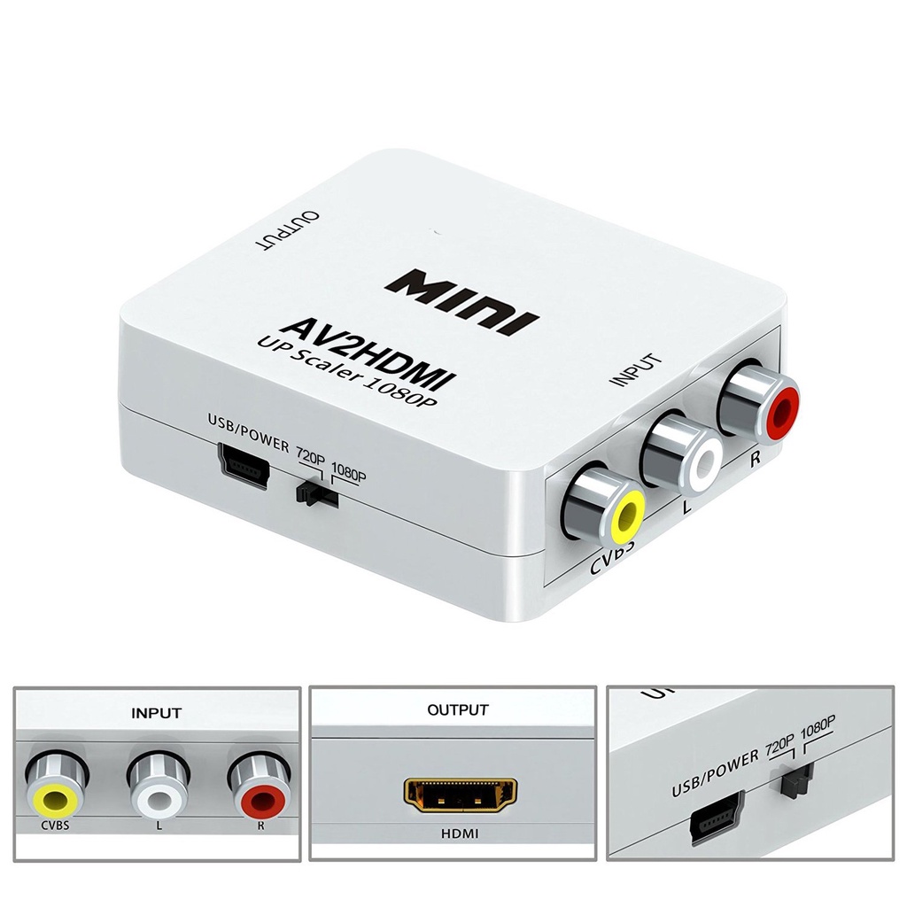 Hộp chuyển Mini từ AV ra HDMI, AV to HDMI, AV sang HDMI-FullHD 1080p/ 720