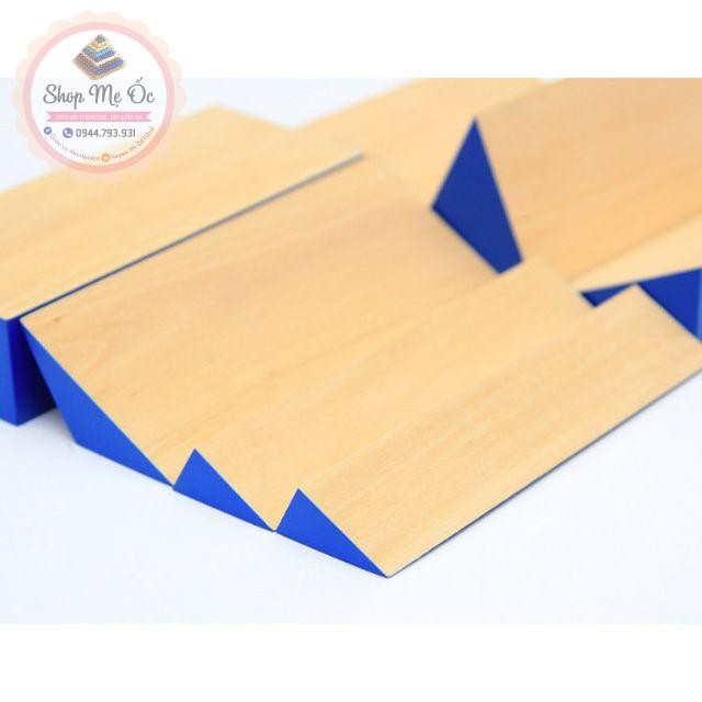 Giáo cụ Montessori - Các Khối màu xanh - Đồ chơi toán học hỗ trợ nhận biết khối lượng