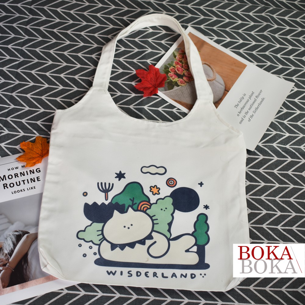 Túi tote vải canvas mềm WisderLand nữ xách vai kẹp nách thời trang giá rẻ phong cách hàn quốc