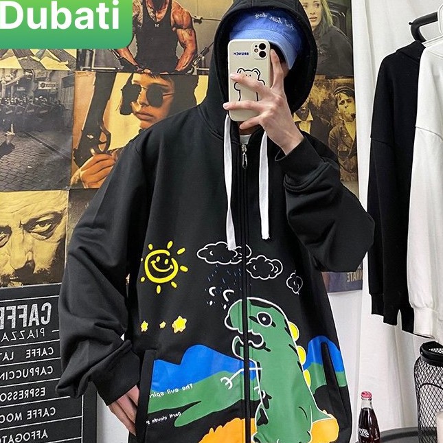 ÁO HOODIE, ÁO KHOÁC KHỦNG LONG DÂY KÉO CHẤT VẢI DÀY MỊN PHONG CÁCH UNISEX- DUBATI FASHION