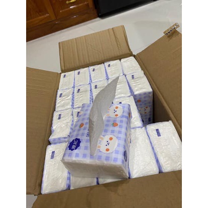 [ Thùng 40 gói ] khăn giấy rút SIPIAO Thỏ Trắng 4 lớp - giấy ăn hình thỏ 176 tờ 1 bịch