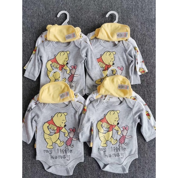 Sét 2 body chip dài tay kèm yếm gấu Pooh