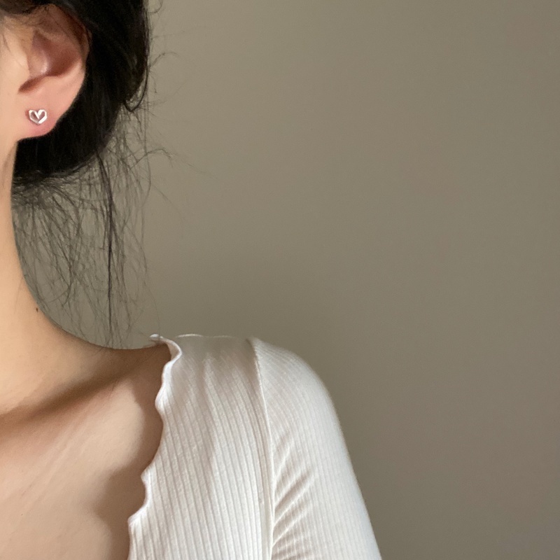 1 đôi bông tai mạ bạc 925 hình trái tim thời trang cho nữ