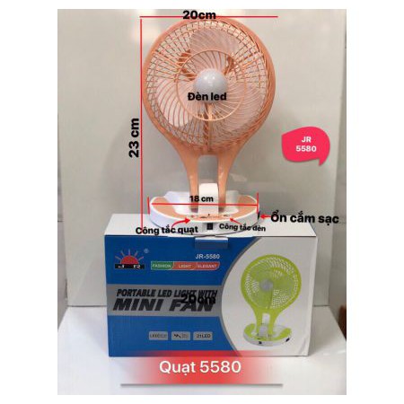 Quạt Sạc Điện Có Đèn 21 LED JR-5580