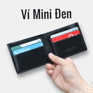 Ví mini nhỏ gọn mỏng đen - da bò thật 100%