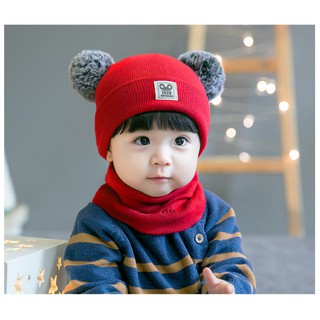 Combo Mũ len kèm khăn ống cho bé
