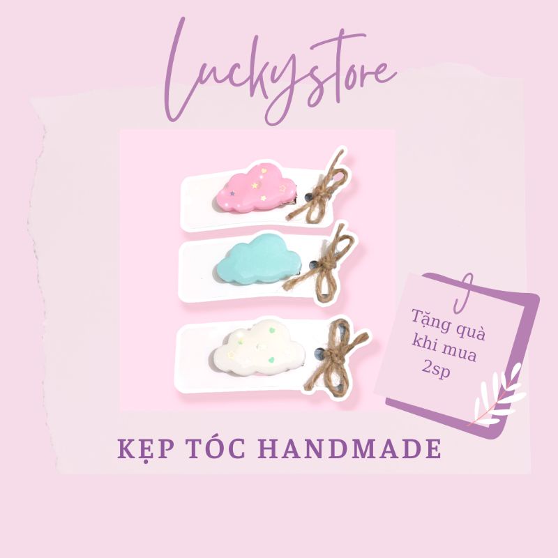 Kẹp tóc dễ thương hình mây handmade 4cm