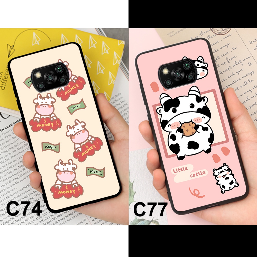 Ốp Lưng Xiaomi Poco X3 NFC In Hình Bò Sữa Cute, Nhiều Màu Sắc : Rẻ Bền Đẹp P3