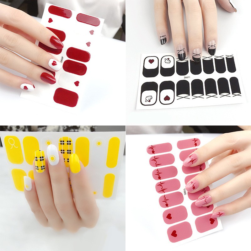 [Hàng mới về] Set 14 miếng dán móng tay tùy chọn họa tiết và màu sắc chống thấm nước