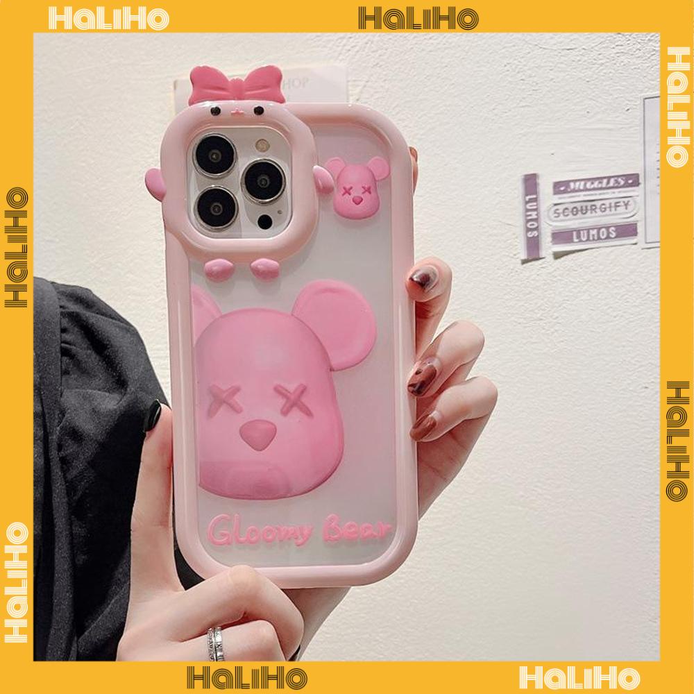iPhone Case Silicone Soft Case Clear Case Airbag Shockproof Protection Camera Shiny Feel Pink Bear Cartoon Compatible For iPhone 11 Pro Max 13 Pro Max 12 Pro Max 7Plus xr XS Max