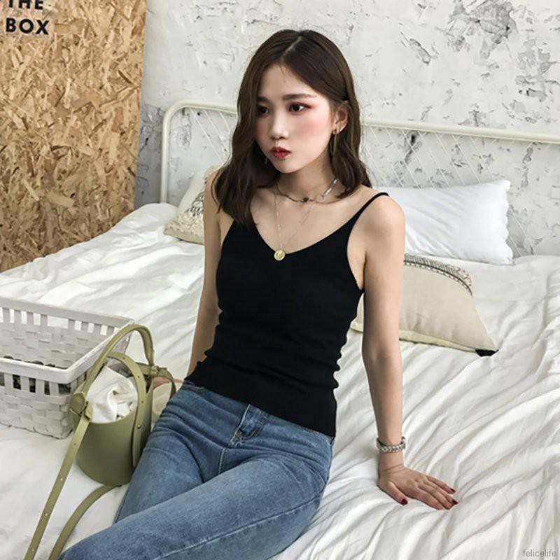 Áo Tank Top cổ chữ U không tay kiểu dáng retro | BigBuy360 - bigbuy360.vn