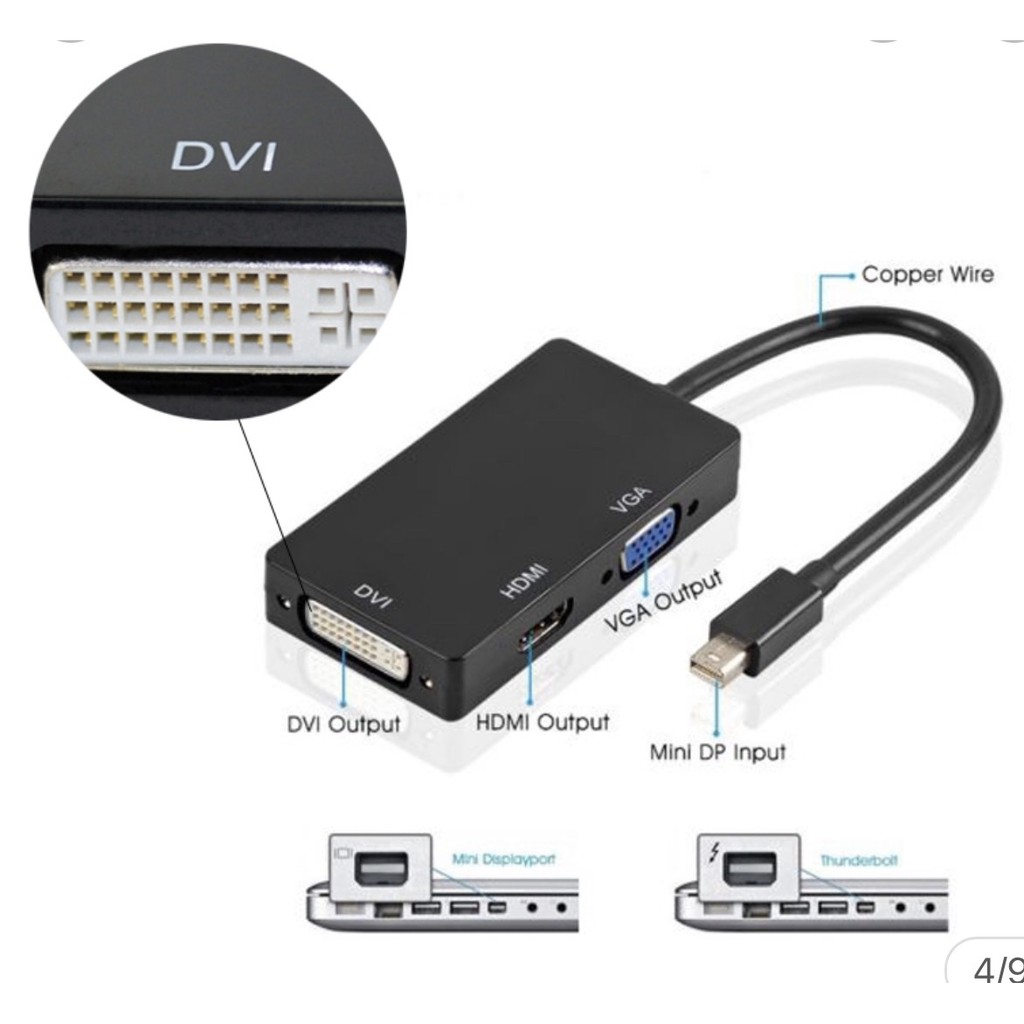 [Mã 2404EL10K giảm 10K đơn 20K] Cáp chuyển Mini Dislayport Sang Hdmi Vga Dvi