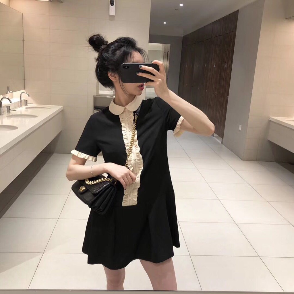 Đầm dáng xòe mini cổ sơ mi Emilyshop