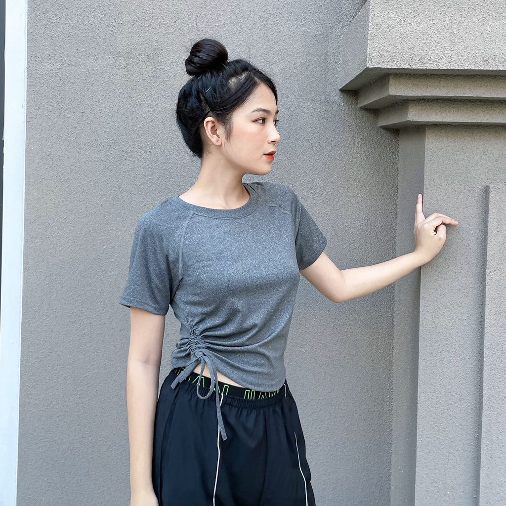 Áo Croptop Thể Thao Nữ Rút Dây Bên Hông Tập Gym Yoga nữ - AC0312