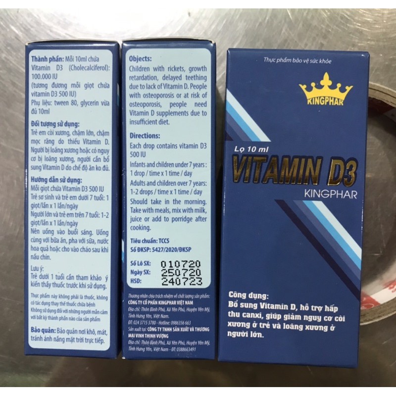 VITAMIN D3 KINGPHAR 10 ML | BigBuy360 - bigbuy360.vn