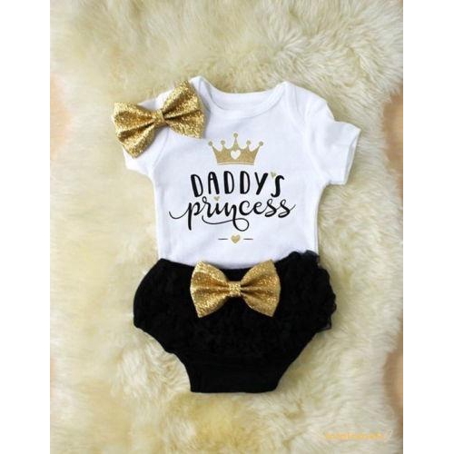 Bộ bodysuit một mảnh + băng đô hình công chúa dễ thương cho bé sơ sinh