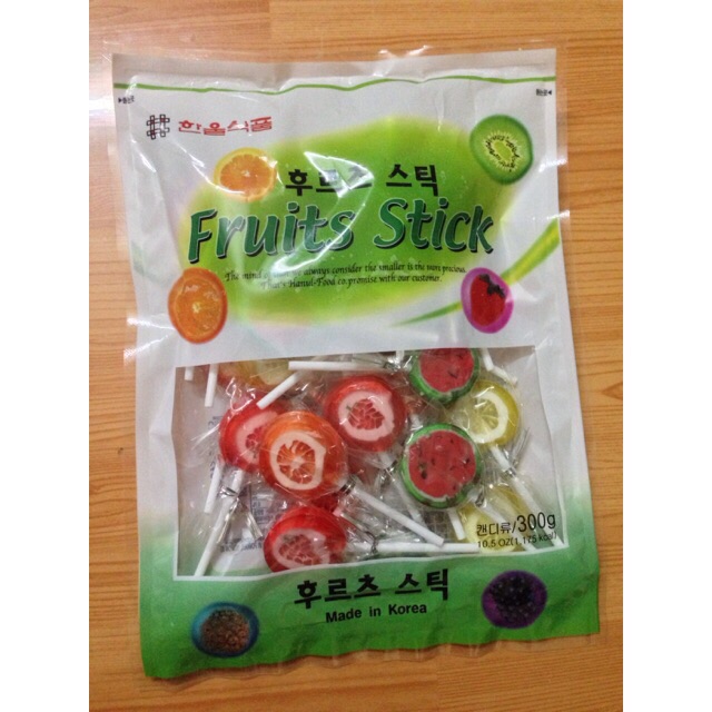 Kẹo Mút Hoa Quả Hàn Quốc Fruits Stick 250gr