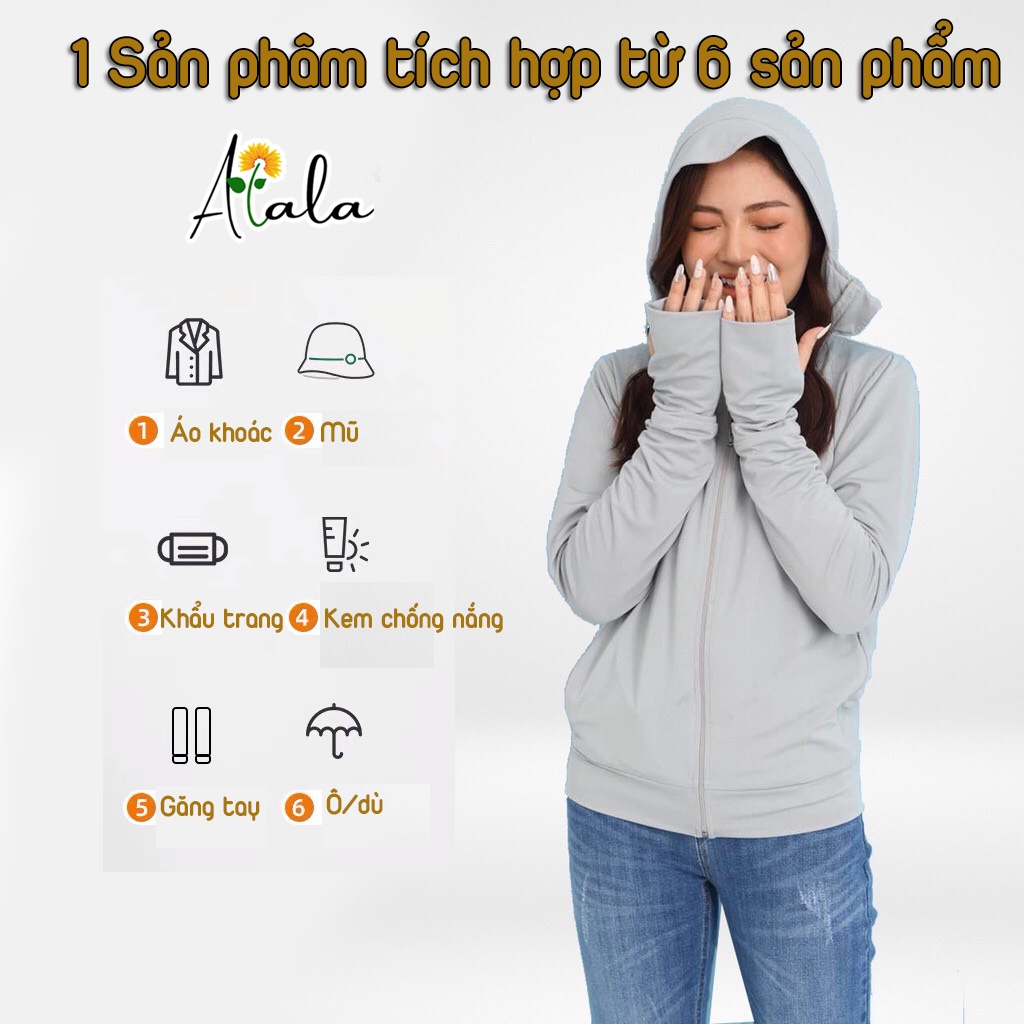 Áo Chống Nắng Nữ ALALA 1 Lớp Chất Thun Lạnh Vải Kim Cương Aircool Nhật Bản Cao Cấp Mềm Mát Thoải Mái