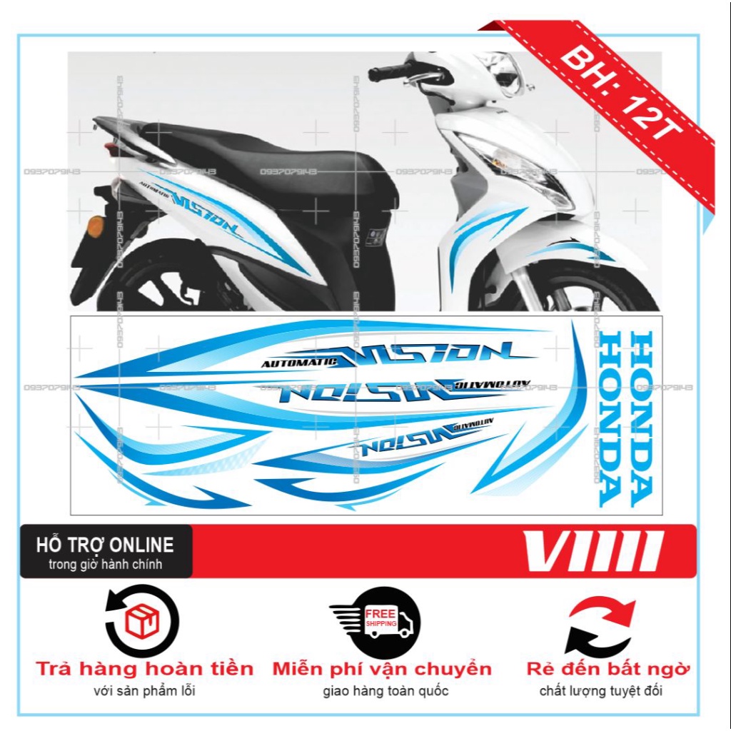TEM XE VISION 2012 CHỈ XANH -- SHIN DECAL 2