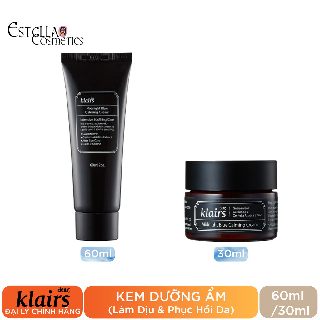 [Mã 1510FMCGSALE giảm 8% đơn 500K] Kem Dưỡng Phục Hồi Da Ban Đêm Klairs Midnight Blue Calming Cream (30ml, 60ml)