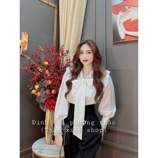 Áo sơ mi trắng thắt nơ bèo tiểu thư