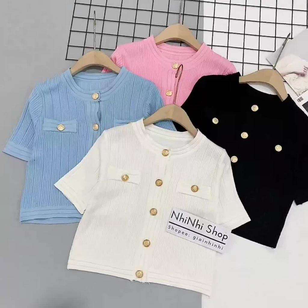 Áo len tăm ngắn tay khuy giữa co giãn hàng đẹp AL9512 - NhiNhi Shop | BigBuy360 - bigbuy360.vn