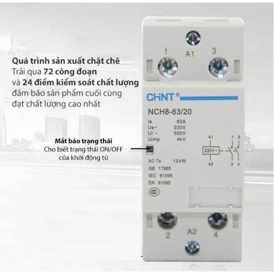 Khởi động từ 1 pha CHINT NCH8 63A/220V