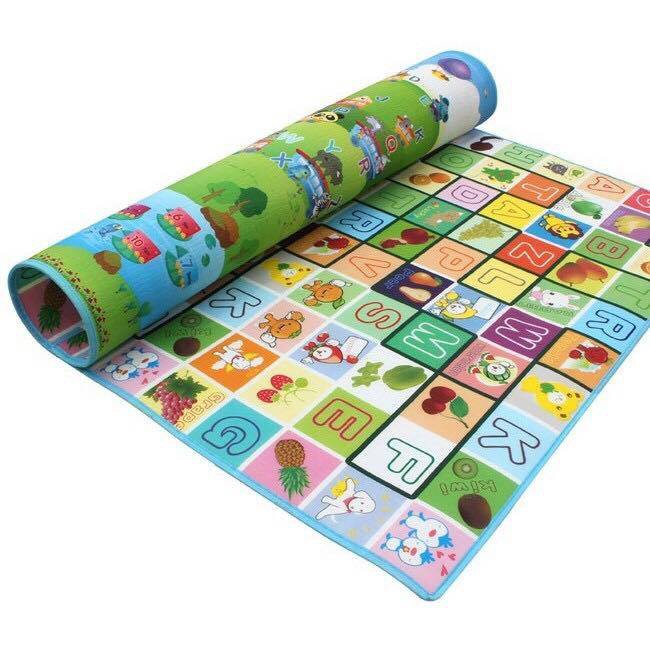 Thảm xốp Mabosi gấp gọn khổ 1m6 x 2m tấm lót trải sàn 2 mặt chống thấm chống trơn hàn quốc phủ silicon