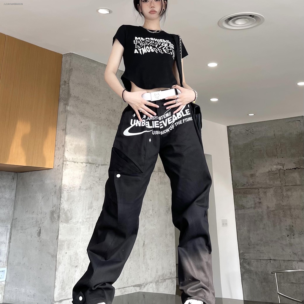 Quần Dài Ống Rộng Phong Cách Harajuku Mỹ Cho Nam Nữ