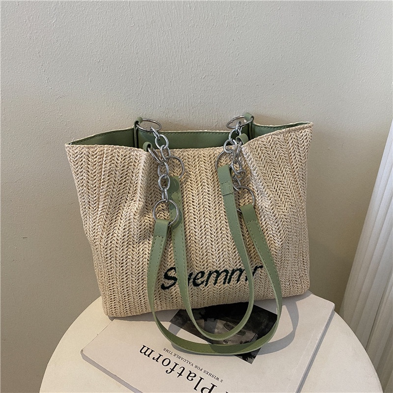 Túi Xách Đan Cói Cỡ Lớn Thiết Kế Mới Thời Trang Theo Phong Cách Âu Mỹ Cho Nữ