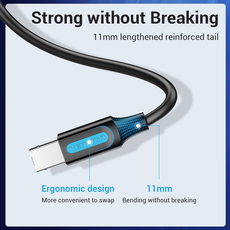 Dây cáp VENTION USB C tốc độ cao 480Mbps tiện lợi dành cho laptop nối máy in