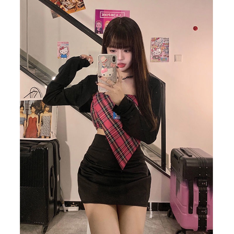 Bộ Áo Ống Kẻ Sọc + Áo Khoác Cardigan Tay Dài Thiết Kế Quyến Rũ Cho Nữ