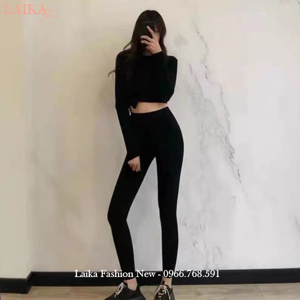 Quần Legging dài cạp cao đi học nâng mông vải Cotton co giãn dày dặn dáng quần legging nữ tập gym yoga thể thao dục nhảy